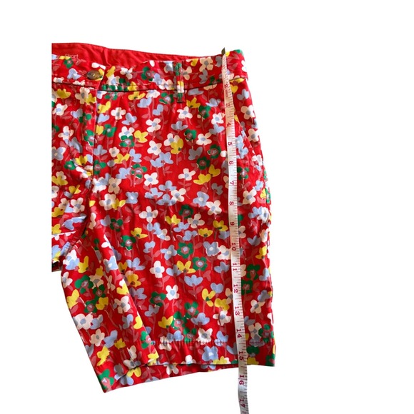 Talbots Girlfriend Chino Shorts Womens 2 Red Floral Print Cotton Blend 7 Inseam - Picture 5 of 7